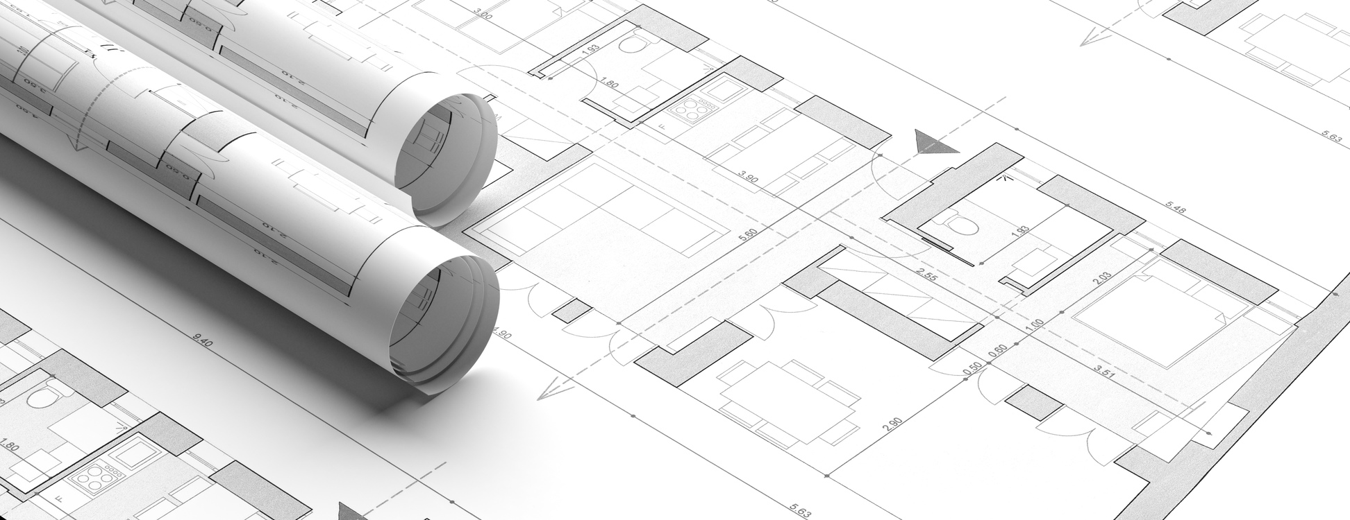 Planos de un proyecto arquitectónico.